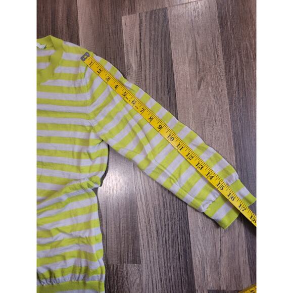 Boden Pullover Henley Sweater Ruffle Green Stripe Wool Women's Sweater Size 8 - Picture 7 of 7